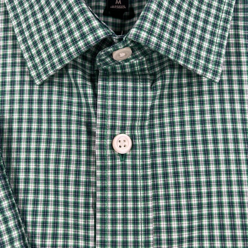 Banana Republic Shirt Mens Medium Green Check Long Sleeve Button Up Slim Flex